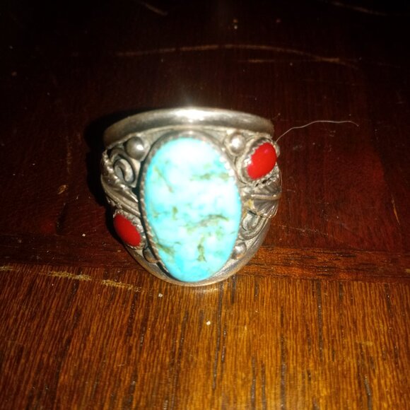 Men's Navajo Turquoise Sterling 925 Silver Ring - Picture 1 of 5